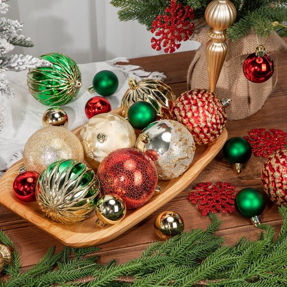 Christmas Tree Shatterproof Multicolor 92 Piece Ornament Decoration Set - Picture 3 of 5